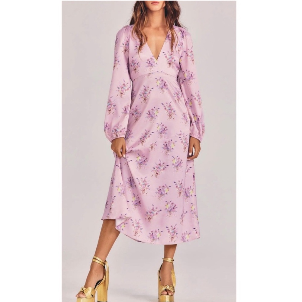 LoveShackFancy | $595 Kinnear Midi Dress in Ballet Slipper Pink, Size 4